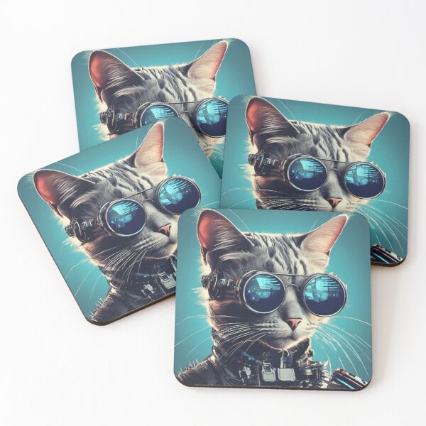 Item preview, Cool Steampunk cat with glasses looking super serious designed and sold by Freshestgoods.