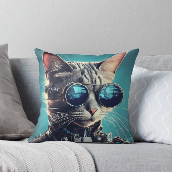 Item preview, Cool Steampunk cat with glasses looking super serious designed and sold by Freshestgoods.