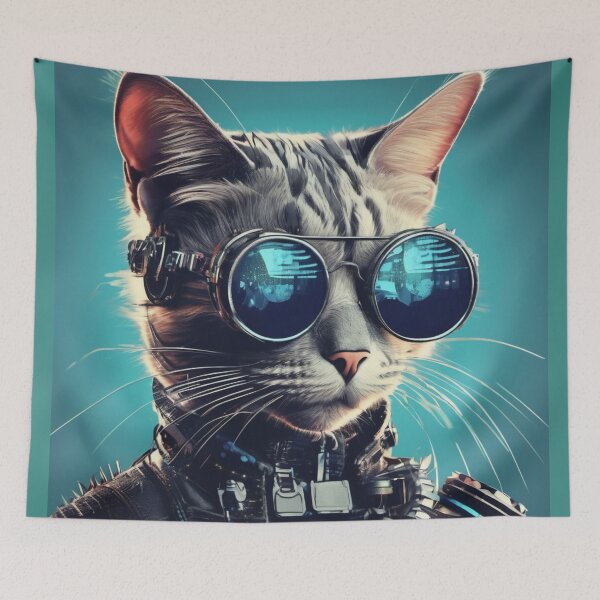 Item preview, Cool Steampunk cat with glasses looking super serious designed and sold by Freshestgoods.