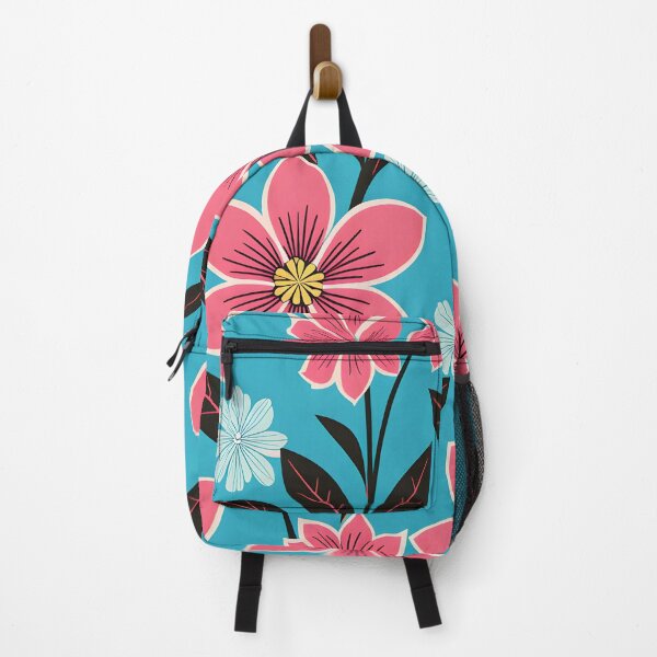 Item preview, Mid Century Modern Botanical Flower Pattern Pink, Light Blue designed and sold by Prints and Lifestyle.