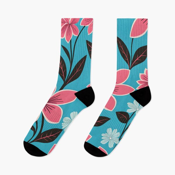 Item preview,  Mid Century Modern Botanical Flower Pattern Pink, Light Blue designed and sold by Prints and Lifestyle.