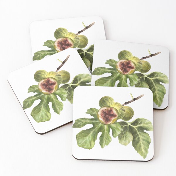 Item preview, Ripe green purple fig fruit and leaves sticker hand-drawn watercolor illustrations  designed and sold by BartolArt.