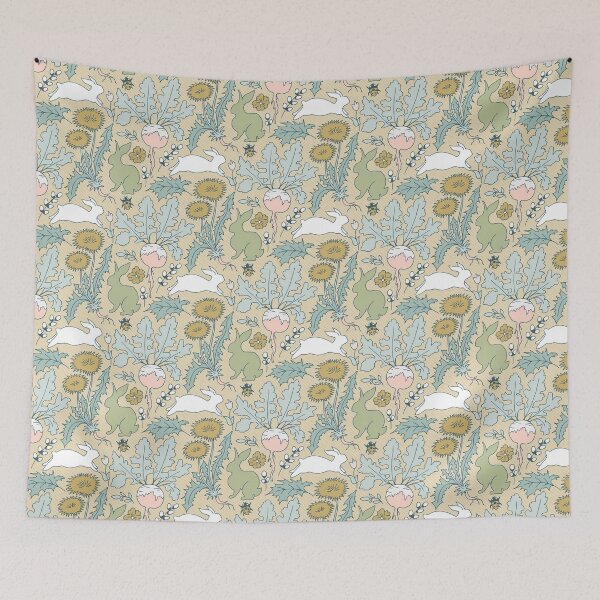 Item preview, pastel colored rabbits in the vegetable garden designed and sold by colorofmagic.