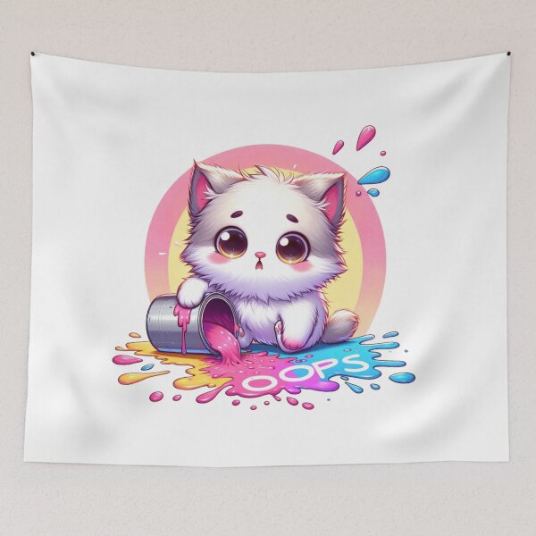 Item preview, Cute Cartoon Kitten Spilling Paint "Oops" designed and sold by ImagineCorner.