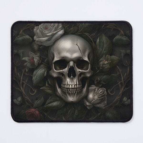 Item preview, Skull and Roses Candle - Gothic Floral Home Decor Accent  designed and sold by PandaTShirtShop.