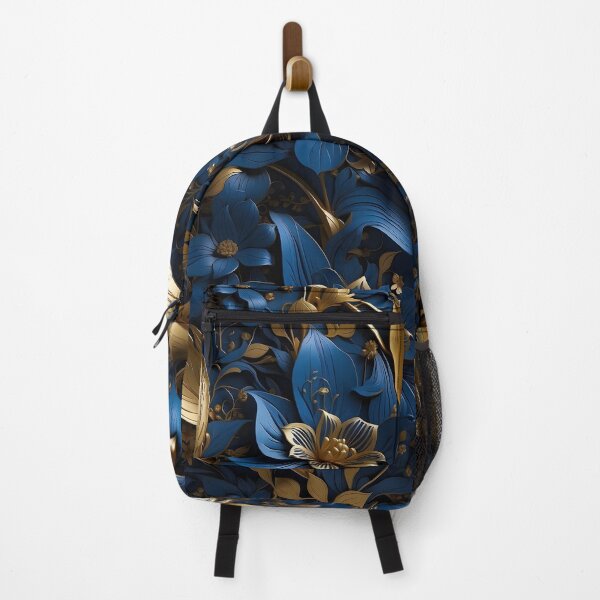 Item preview, Flowers in royal blue and gold - 3D relief pattern #59 designed and sold by GoldenEraArt.