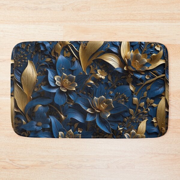 Item preview, Flowers in royal blue and gold - 3D relief pattern #59 designed and sold by GoldenEraArt.