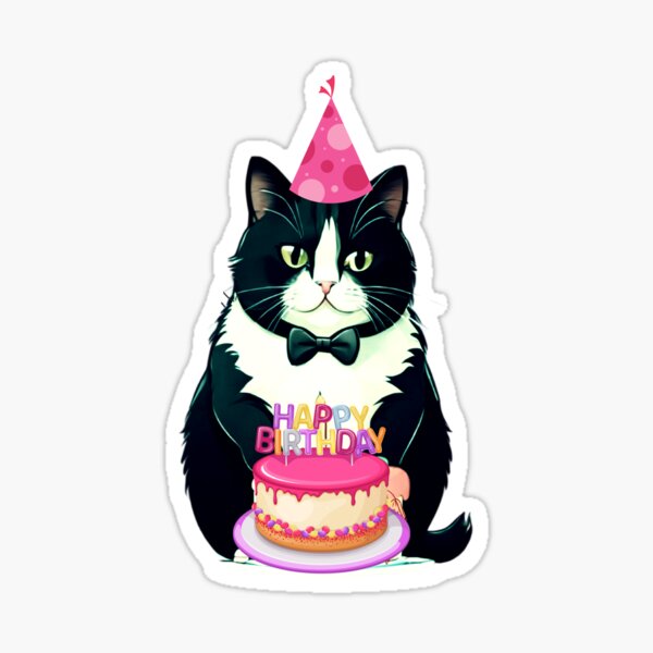 Item preview, Cat In Tuxedo Kitty Celebration With Birthday Cake designed and sold by LamarrDreams13.
