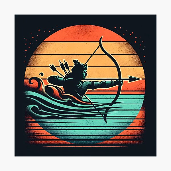 Item preview, Arjuna Shooting Arrow Vintage Sunset Empowering Yoga Meditation designed and sold by DEEZAYN.