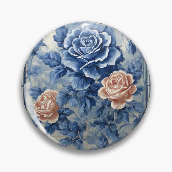 Artikelvorschau, Rosen im Delfter Blau-Stil entworfen und verkauft von DutchView22.