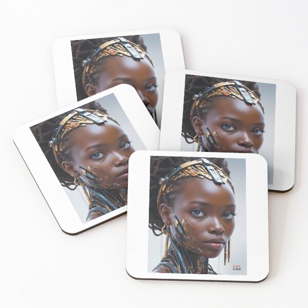 Aperçu de l'œuvre Cyber-Femme africaine ; Art fantastique futuriste ; créée et vendue par Mona-Leilah.