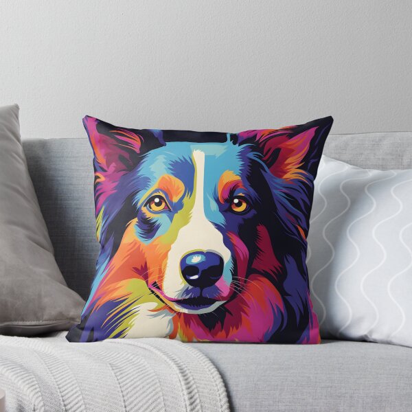 Item preview, Collie dog portraits drawing. animal colorful. Animal throw pillow.  designed and sold by formform.
