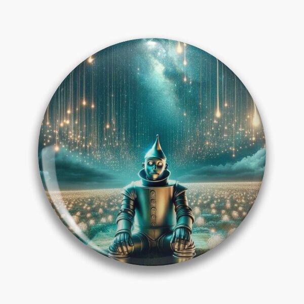 Artikelvorschau, - An otherworldly portrait of the Tin Man sitting in a surreal field under a starry sky, with radiant lights cascading overhead. entworfen und verkauft von quantum X.