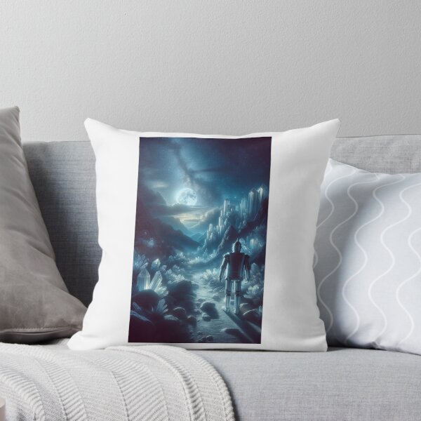 Item preview, A mystical portrait of the Tin Man in a moonlit valley, surrounded by towering crystal formations. The crystals are shimmering in the moonlight, designed and sold by quantum X.