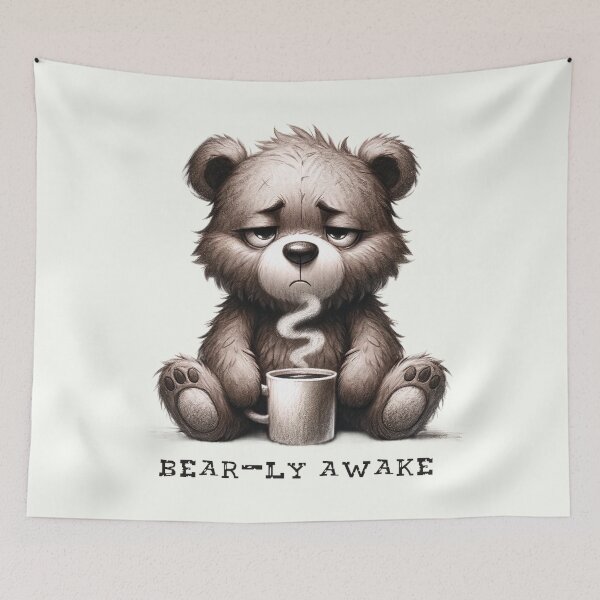 Item preview, Sleepy Grizzly - Reluctant Morning Bear Illustration designed and sold by RuyaFab.