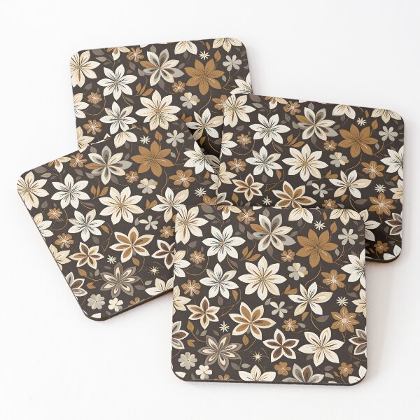 Item preview,  Mid Century Modern Botanical Flower Pattern Brown designed and sold by Prints and Lifestyle.