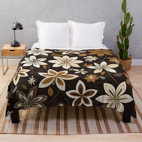 Item preview,  Mid Century Modern Botanical Flower Pattern Brown designed and sold by Prints and Lifestyle.