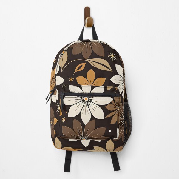 Item preview, Mid Century Modern Botanical Flower Pattern Brown designed and sold by Prints and Lifestyle.
