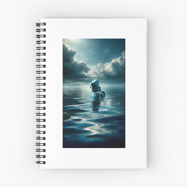 Item preview,  A poetic portrait of the Tin Man floating aimlessly on a sea under a cloudy sky, looking into the abyss. designed and sold by quantum X.