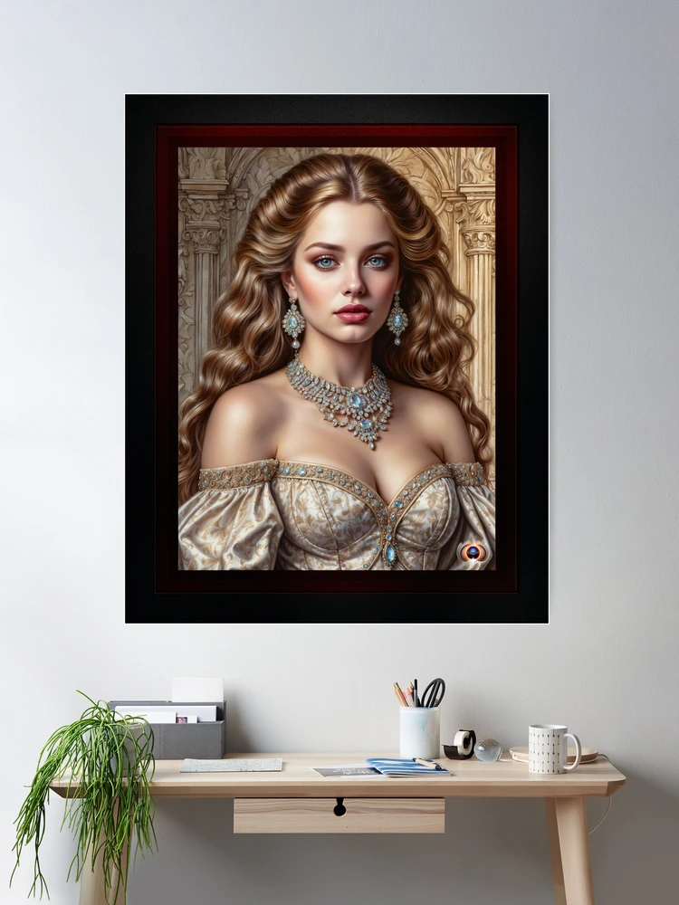 The Elegance Of Lady Adeline Denashious AI Concept Art by Xzendor7 - An Alluring Lady Of The Age 2 The Elegance Of Lady Adeline Denashious Beautiful AI Concept Portrait Art by Xzendor7 Room Decor Poster Art Print