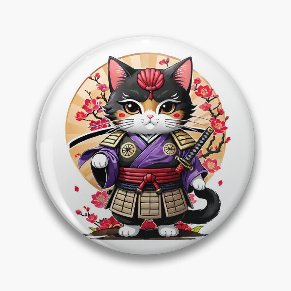 Item preview, Japanese Samurai Cat Tattoo, Kawaii Ninja Cat designed and sold by TaevasDesign.