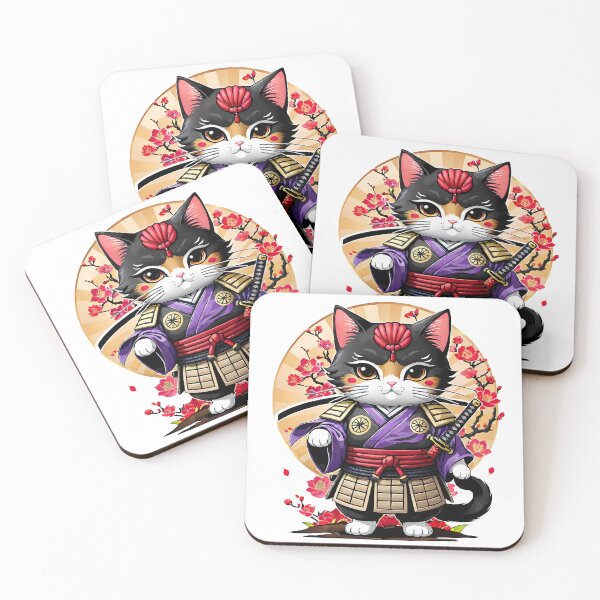 Item preview, Japanese Samurai Cat Tattoo, Kawaii Ninja Cat designed and sold by TaevasDesign.