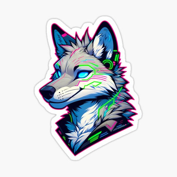 Item preview, Cyberpunk Neon Furry Anthro Coyote designed and sold by BlueBullBazaar.