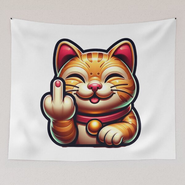 Item preview, This lucky cat is wishing you...uhhh designed and sold by joystreethouse.