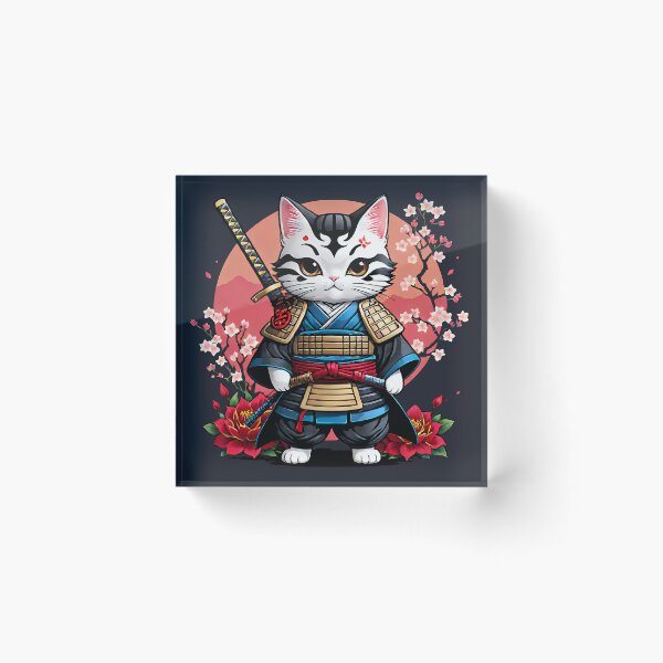 Item preview, Japanese Samurai Cat Tattoo, Kawaii Ninja Cat designed and sold by TaevasDesign.