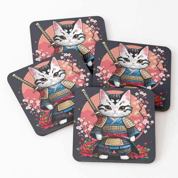 Item preview, Japanese Samurai Cat Tattoo, Kawaii Ninja Cat designed and sold by TaevasDesign.