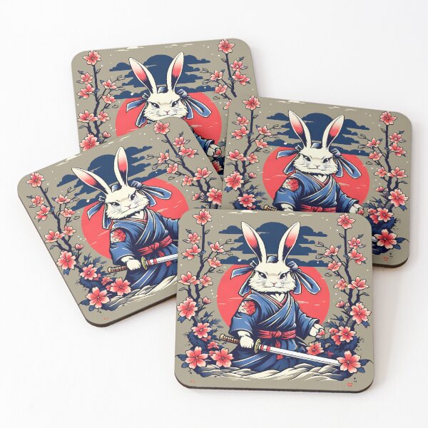 Item preview, Japanese Samurai Rabbit Tattoo, Kawaii Ninja Rabbit designed and sold by TaevasDesign.