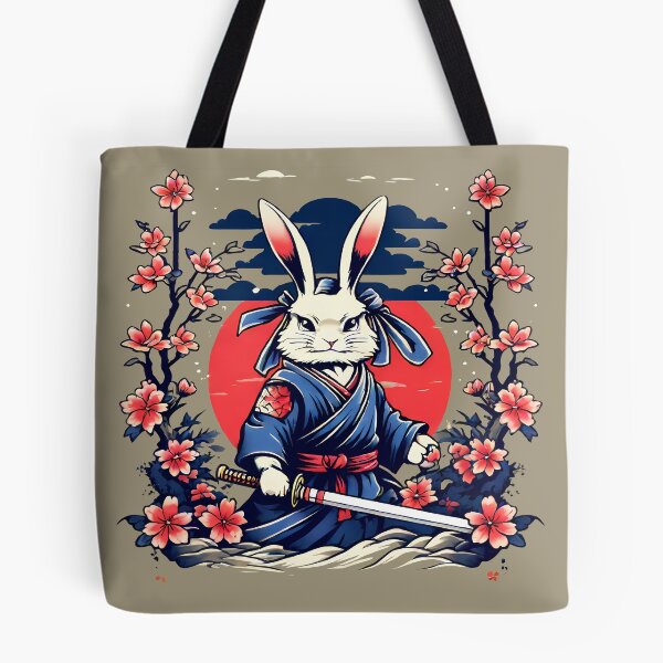 Item preview, Japanese Samurai Rabbit Tattoo, Kawaii Ninja Rabbit designed and sold by TaevasDesign.
