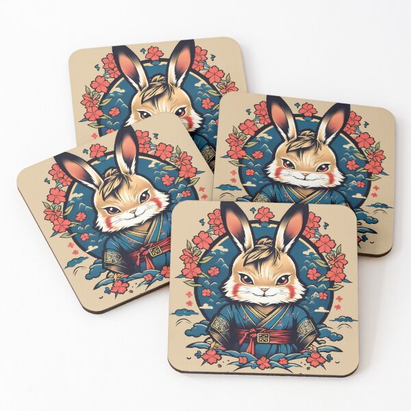 Item preview, Japanese Samurai Rabbit Tattoo, Kawaii Ninja Rabbit designed and sold by TaevasDesign.