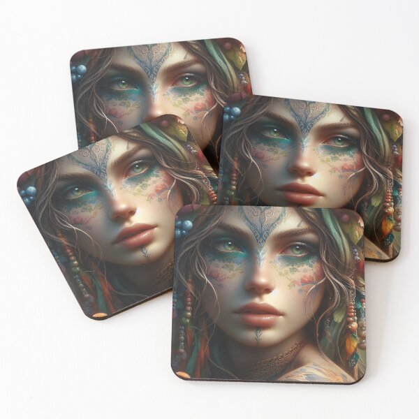 Item preview, A fairy with flowers and tattoos designed and sold by faefreaks.