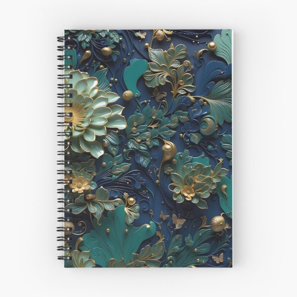 Item preview, Flowers and pearls in shades of blue, turquoise and gold - 3D relief #60 designed and sold by GoldenEraArt.