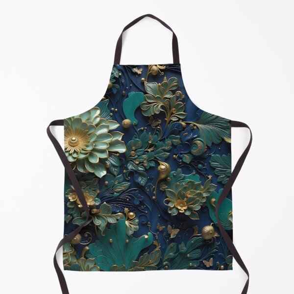 Item preview, Flowers and pearls in shades of blue, turquoise and gold - 3D relief #60 designed and sold by GoldenEraArt.