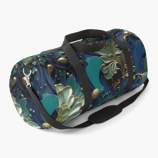 Item preview, Flowers and pearls in shades of blue, turquoise and gold - 3D relief #60 designed and sold by GoldenEraArt.