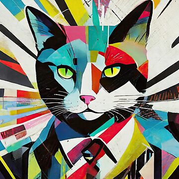 Artwork thumbnail, Mosaic Feline Fascination - A Vivid Anarchy of Colors Art Print by bsilvia