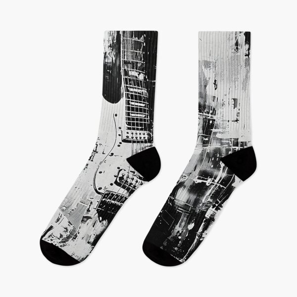 Item preview, black and white gray scale electric guitar print designed and sold by dcrc.