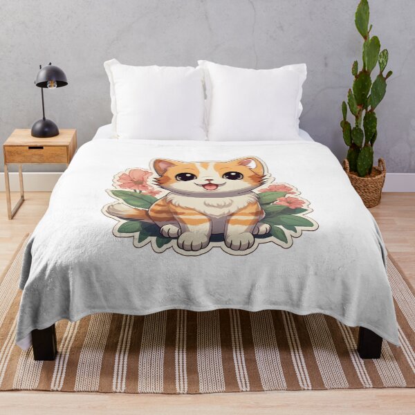 Item preview, Playful kitten with flower decorations designed and sold by smartart42.