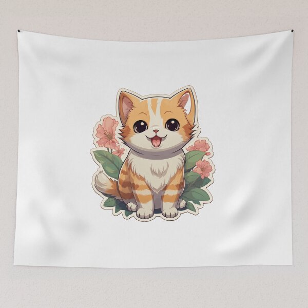 Item preview, Playful kitten with flower decorations designed and sold by Smart Art 42.