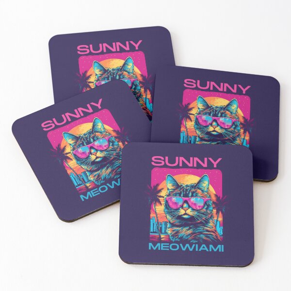 Item preview, Sunny Meowiami. Miami Cat Art. designed and sold by GiveMeMood.