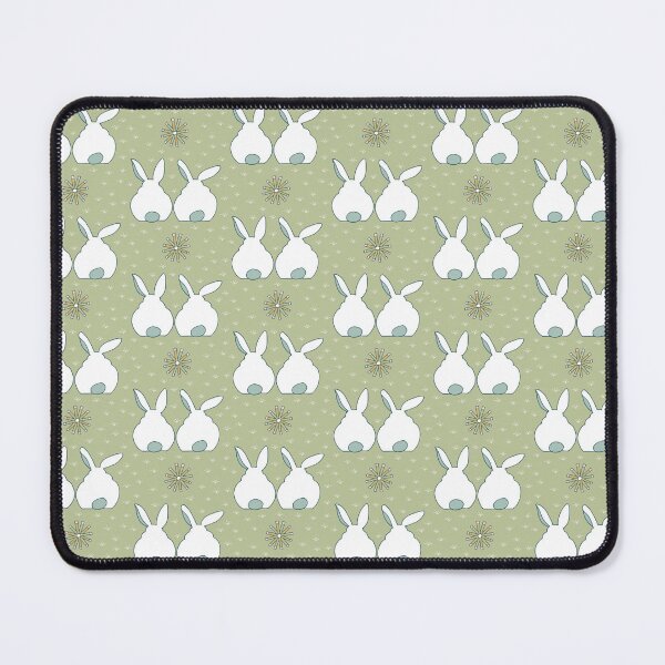 Item preview, White rabbits on green meadow designed and sold by colorofmagic.