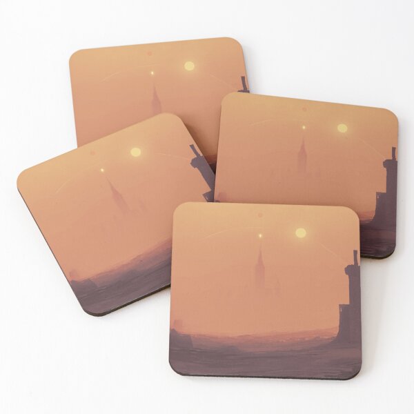 Item preview, Fantasy Sunset Sand Fog Kingdom Landscape Illustration designed and sold by YuknaArt.