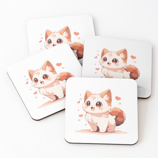 Item preview, Cute Kawaii Happy Kitty with Hearts Cat in Love designed and sold by CozyKawaiiArt.