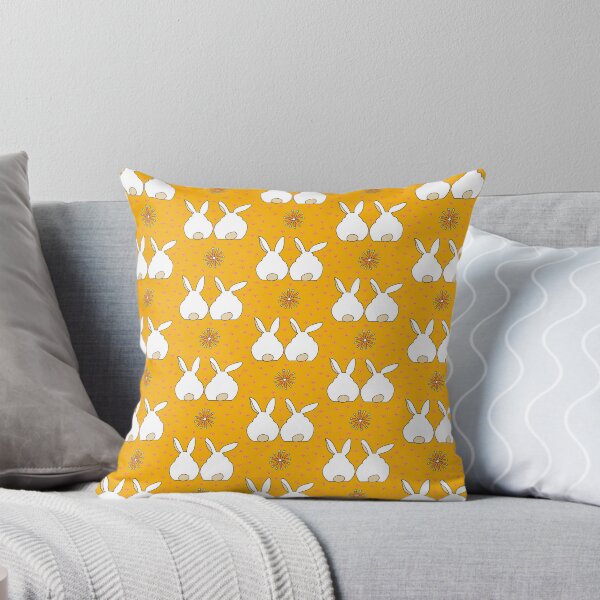 Item preview, White rabbits on orange designed and sold by colorofmagic.