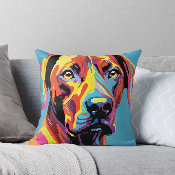 Item preview, Rhodesian ridgeback dog portraits drawing. animal colorful. Animal throw pillow.  designed and sold by formform.