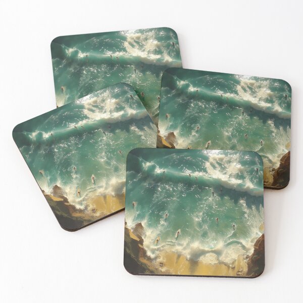 Item preview, "Surfers Conquering the Turquoise Waves from an Aerial Perspective" designed and sold by Tsurfinculture.