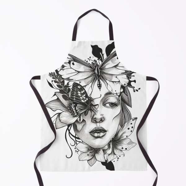 Item preview, Dibujo de mujer con mariposas y flores. designed and sold by MateLDN.