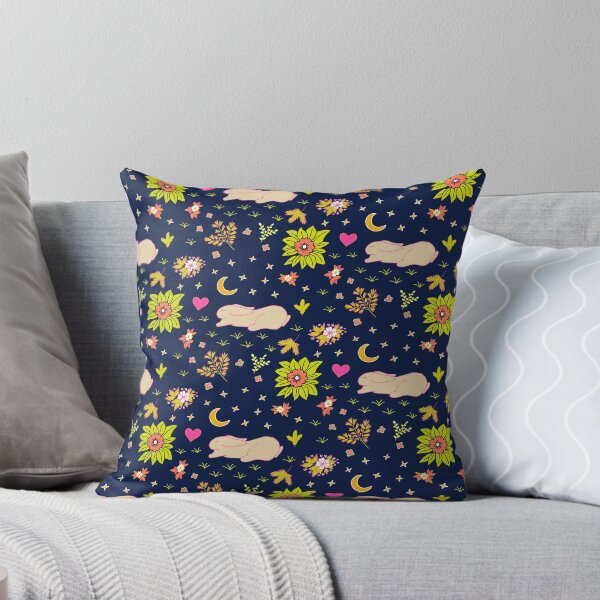 Item preview, Sleeping rabbits on colorful meadow at night designed and sold by colorofmagic.
